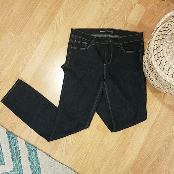 Express Denim - EXPRESS Skinny Mid Rise dark wash jeans